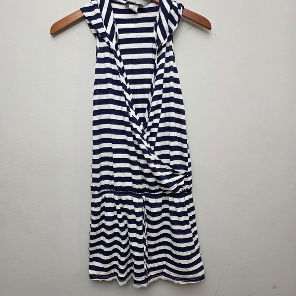 Jordan Taylor cover up Dress M Blue White Striped Hooded Drawstring Waist - Picture 1 of 6